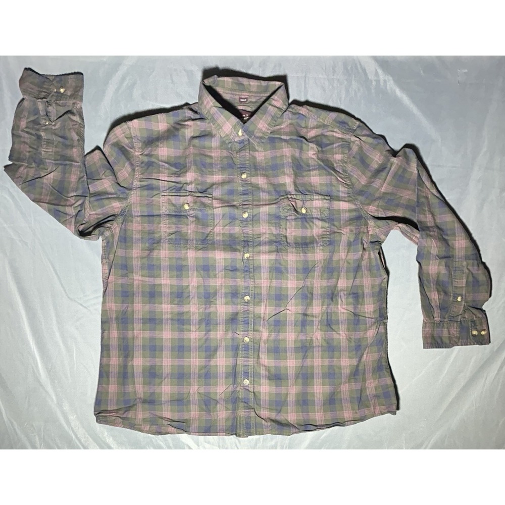 ALESBURY Men's Plaid Long Sleeve Button Down Shirt Green & Purple Size 2XL